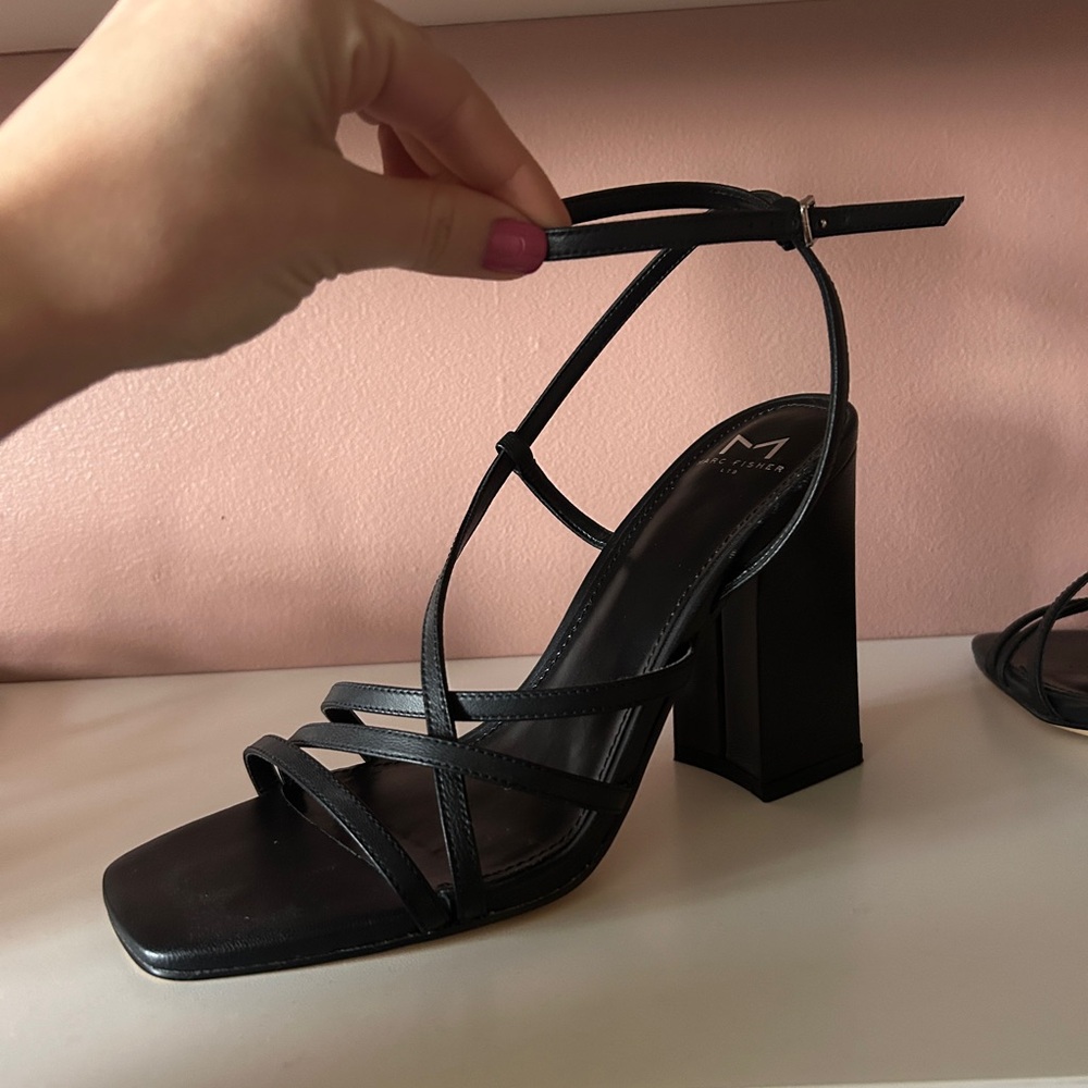 Elegant Black Strappy Block Heels
